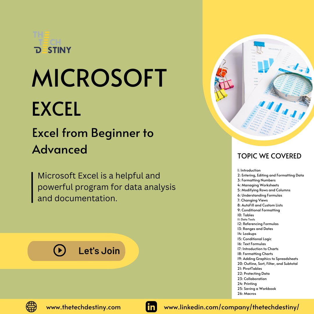 TheTechDestiny's tweet photo. Hey folks
Want to become master in #Excel , then don't waste your time.
Be excited and ready to join #TheTechDestiny.

To Learn More: https://t.co/3dQCL3h4YF

#training #excel #flexiblelearning #marketing #corporatetraining #master #certificate #mentorship #destiny #join https://t.co/oZIrGpl6tO