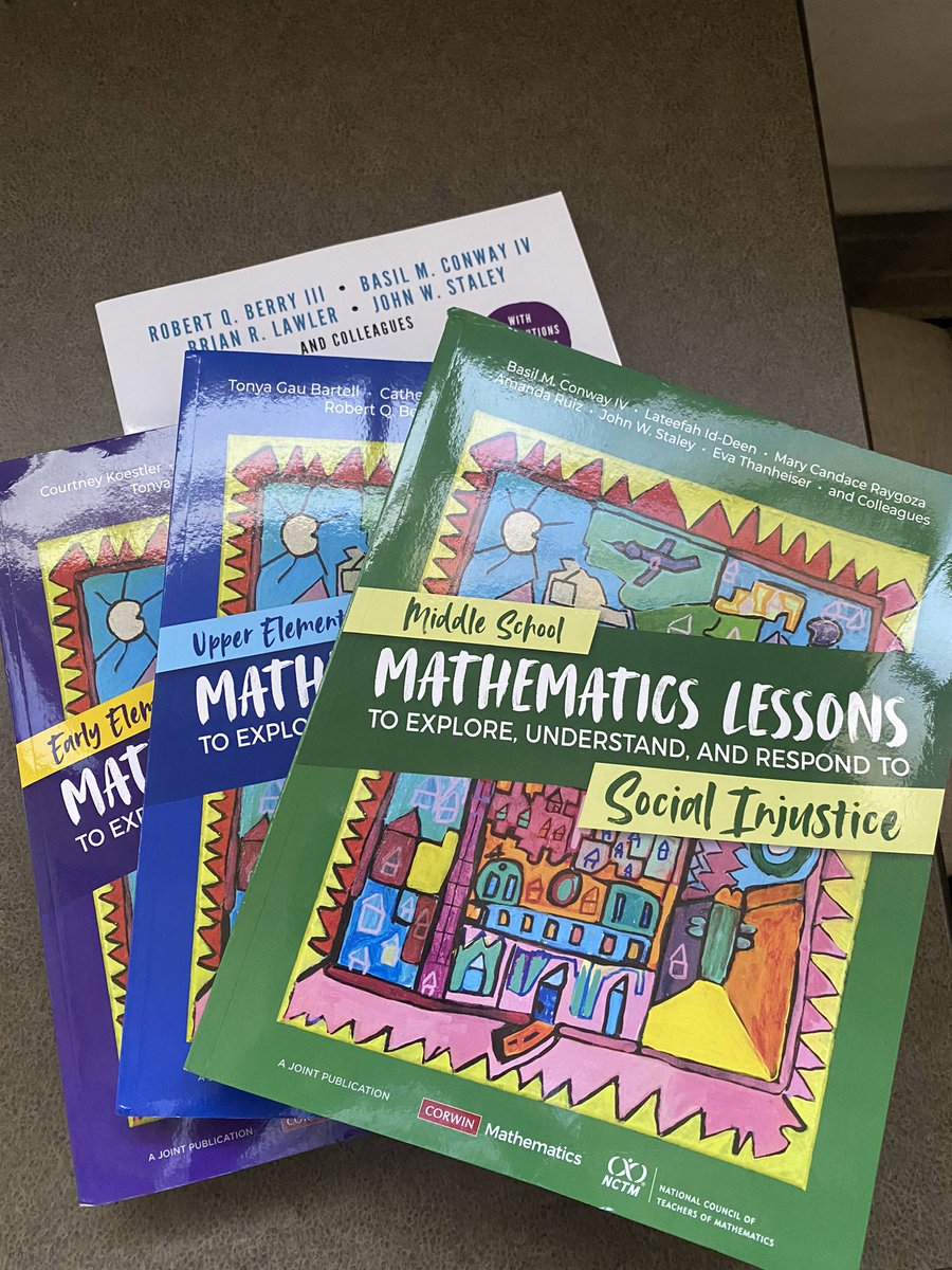 rclvelasco's tweet photo. My book orders came in and now my set is complete! Looking forward to going through these texts and using them in my courses. #MathEd #MathforSocialJustice https://t.co/0QSn7JgceM