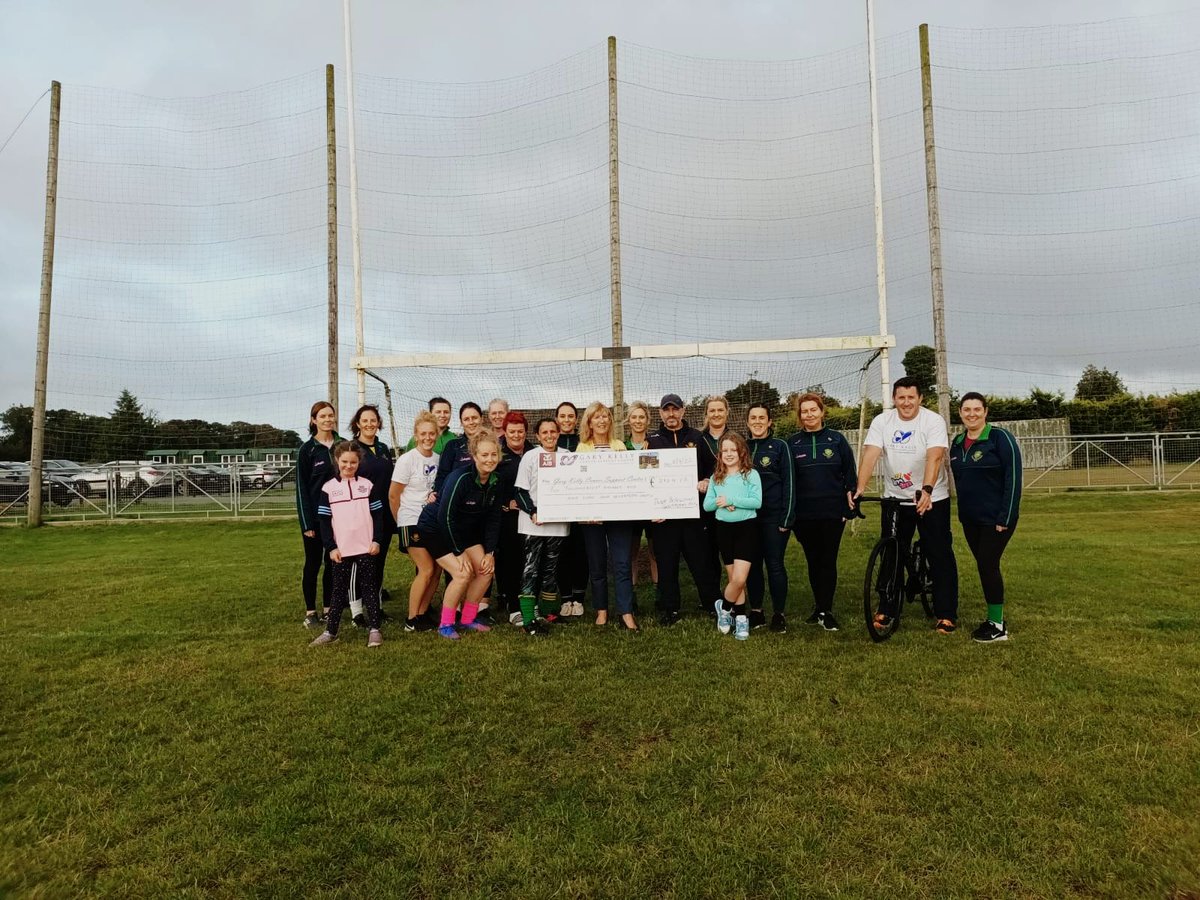 Gaelic 4 Mothers & Others Blitz raised a magnificent €2,804.17 for Gart Kelly CSC Presenting cheque to Ann Tracy, are Kenny Gore (coach) and Conor McCaughley(assistant coach). Thank you Aileen White and fellow team members for nominating the charity. Your support is appreciated.