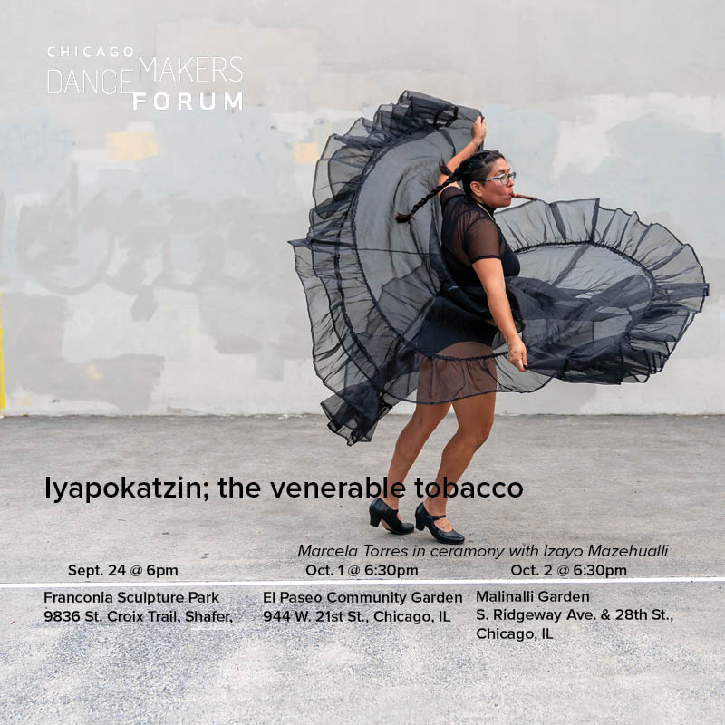 chi_dancemakers's tweet photo. 2022 Lab Artist Marcela E Torres officially invites you to ~ 𝕴𝖞𝖆𝖕𝖔𝖐𝖆𝖙𝖟𝖎𝖓; 𝖙𝖍𝖊 𝖛𝖊𝖓𝖊𝖗𝖆𝖇𝖑𝖊 𝖙𝖔𝖇𝖆𝖈𝖈𝖔 𝖘𝖒𝖔𝖐𝖊 ~ 10/1 @ 6:30pm, 944 W. 21st St. | 10/2 @ 6:30pm, S. Ridgeway Ave. &amp; 28th St.
#YearOfChicagoDance #chichimeca #aztecadanza #cigars #tobacco https://t.co/hpQzOtxWzC