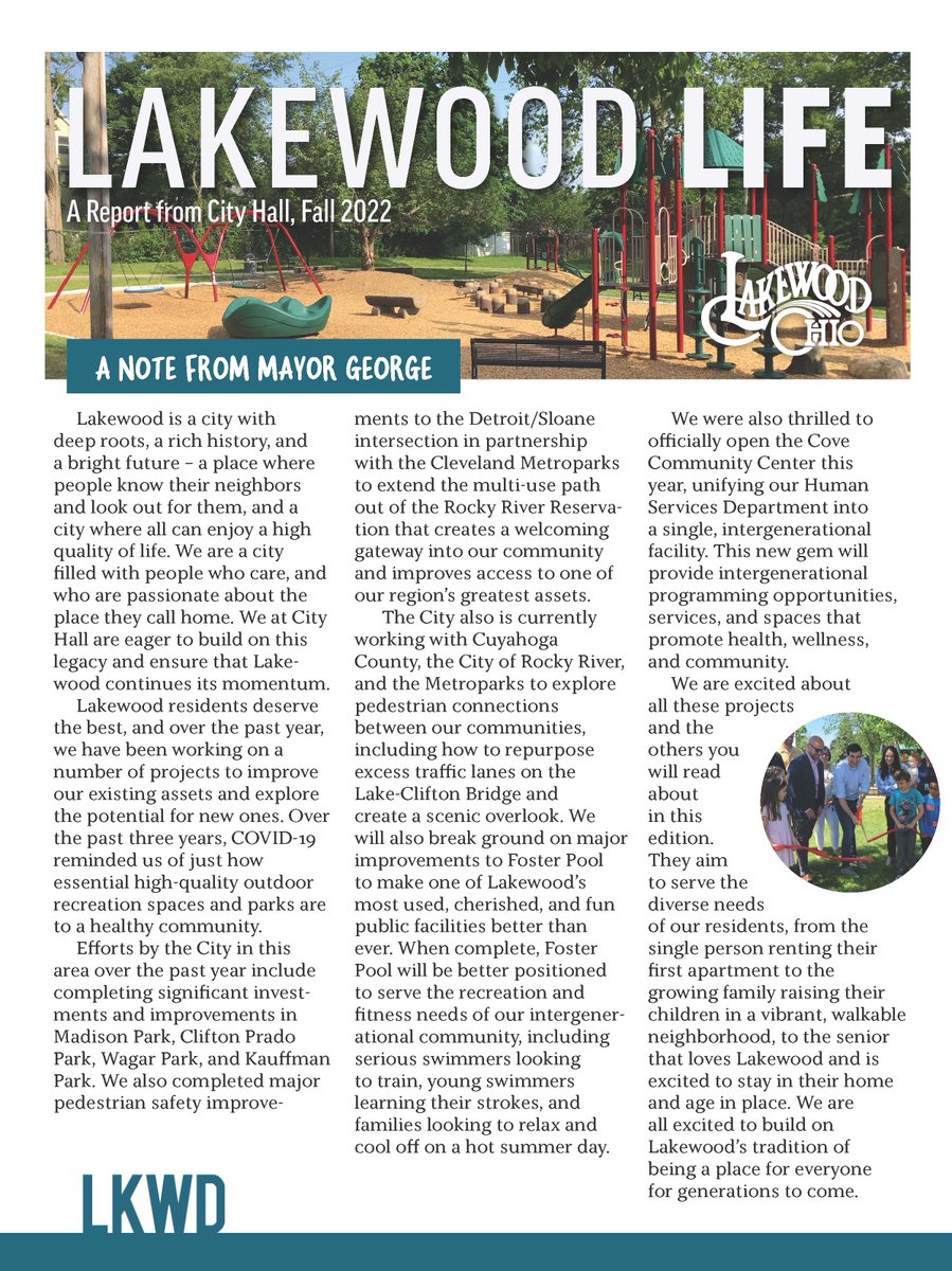 Have you received the most recent edition of Lakewood Life? The Fall 2022 issue discusses outdoor improvement projects, our new Neighborhood Paramedic Program, Cove Community Center, a downtown development update, &amp; more! Check it out digitally, here: ow.ly/8kPm50KKmtE.