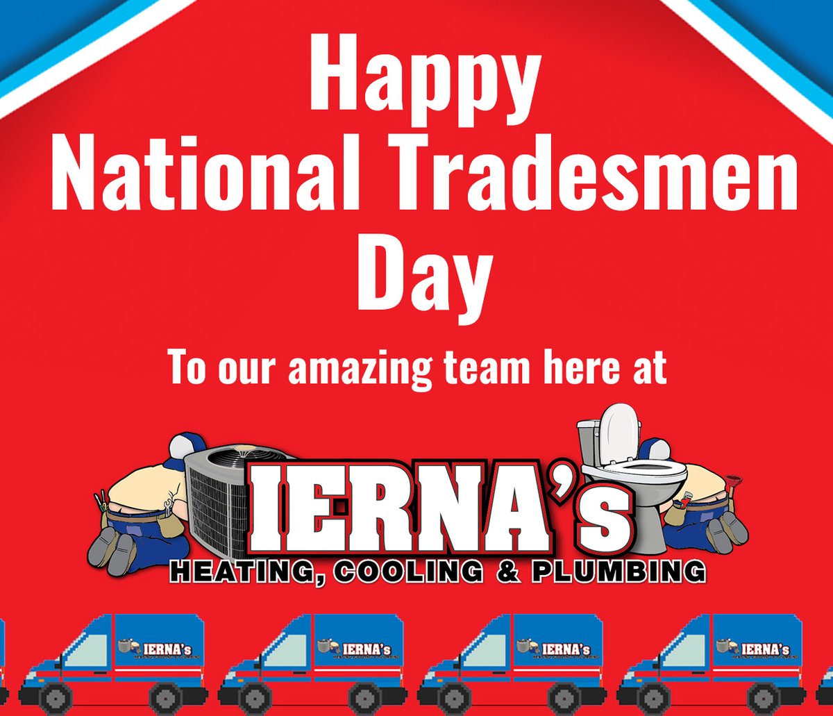 iernaair's tweet photo. Happy National Tradesmen Day!
Please join us in thanking our incredible staff that work so hard to keep your systems running smoothly.
We celebrate them today and everyday!! https://t.co/awwL8pX1W2