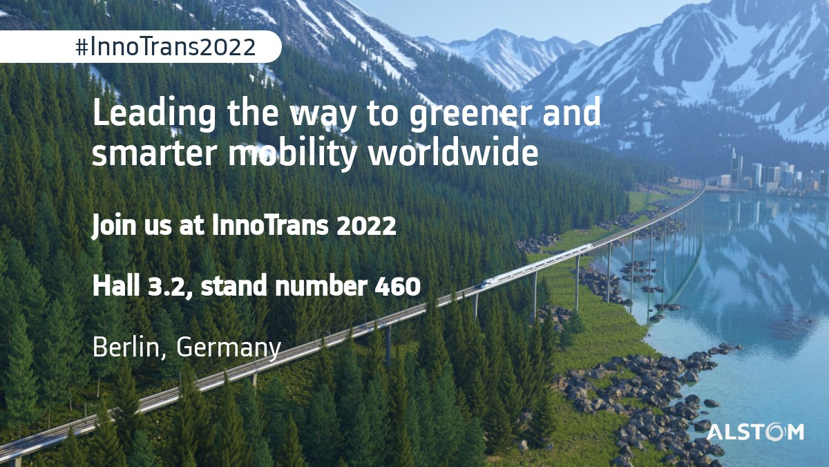 At Alstom, our latest innovations & digital solutions enable sustainable mobility for customers & provide greener transport choices for passengers. 🌱🚄 🌎 📆Join us @InnoTrans from 20-23 September in Berlin to discover more! ow.ly/zMeo50Kv9py #InnoTrans2022