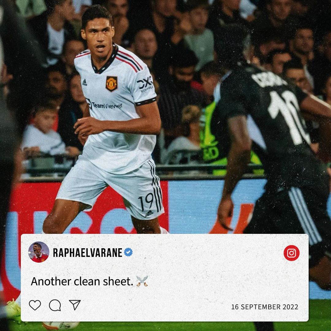 ManUtd's tweet photo. 🧱 Keep building, @RaphaelVarane. 

#MUFC || #UEL