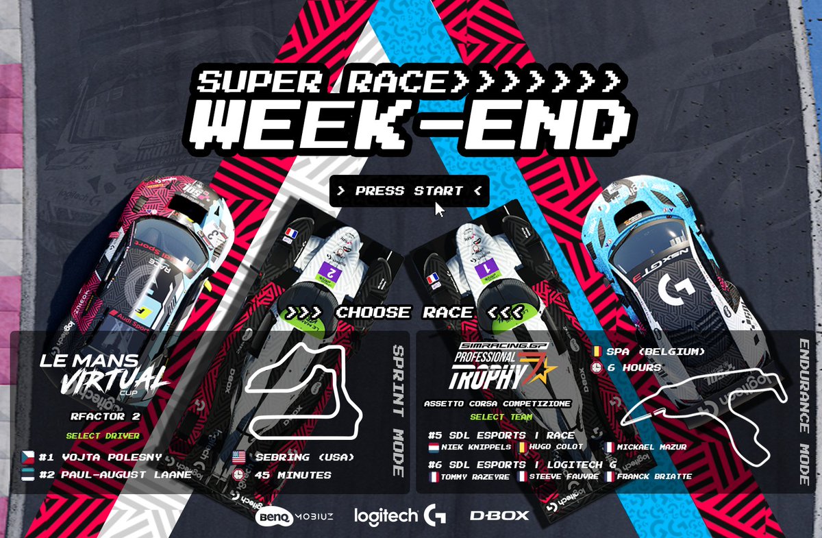 SDL eSports (@sdl_esports) on Twitter photo 💥SUPER RACE WEEKEND
🗓️16 September 22
🕖7 pm - <a href="/LeMansVirtual/">Le Mans Virtual</a> Cup - Round 1 - Sebring 🇺🇸
#1 - 🇨🇿 Vota Polesny
#2 - 🇪🇪 Paul-August Laane
🔴 LIVE : vu.fr/nsli
🗓️17 September 22
🕖5 pm - <a href="/SimRacingExpo/">SimRacing Expo</a> - Round 3
#5 - SDL eSports | RACE
#6 - SDL eSports | Logitech G 💥SUPER RACE WEEKEND
🗓️16 September 22
🕖7 pm - <a href="/LeMansVirtual/">Le Mans Virtual</a> Cup - Round 1 - Sebring 🇺🇸
#1 - 🇨🇿 Vota Polesny
#2 - 🇪🇪 Paul-August Laane
🔴 LIVE : vu.fr/nsli
🗓️17 September 22
🕖5 pm - <a href="/SimRacingExpo/">SimRacing Expo</a> - Round 3
#5 - SDL eSports | RACE
#6 - SDL eSports | Logitech G