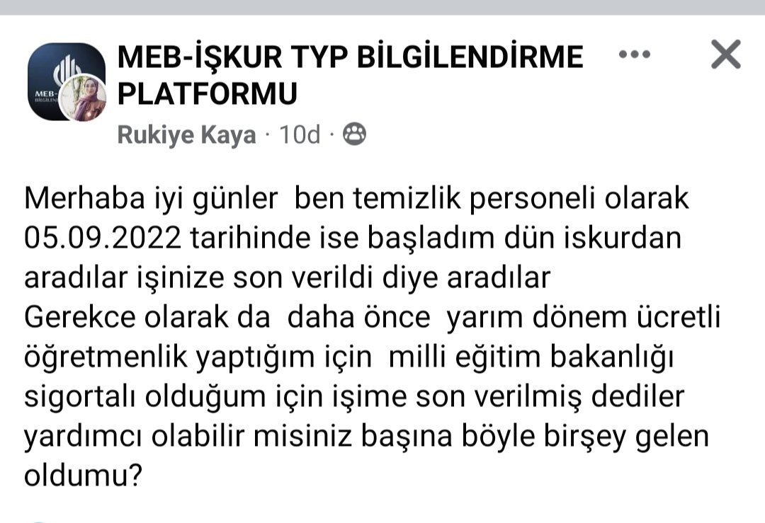 Sn.Cumhurbaşkanim TYP işkur mağduru yüzbinlerce insan sonunda işsiz bırakılıyor buda onlardan biri bu sistem toplum yararından çok toplum zararına olan bir proje  bu TYP projesini kaldirin insanlar mağdur ediliyor aileler çocuklar rezil perişan oluyor <a href="/RTErdogan/">Recep Tayyip Erdoğan</a> <a href="/TurkiyeIsKurumu/">İŞKUR</a>