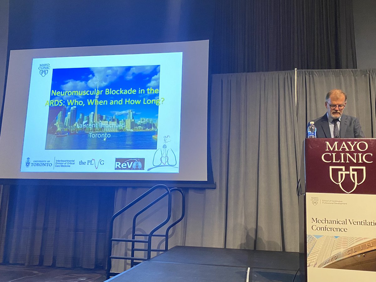 Dr. Laurent Brochard on neuromuscular blockade in ARDS. <a href="/SMHCoEMV/">Centre of Excellence in Mechanical Ventilation</a>