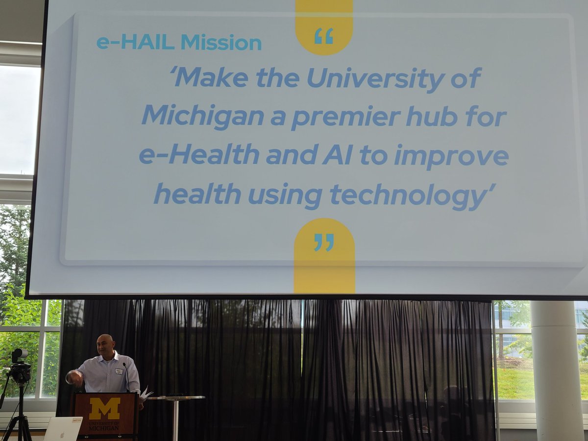 Michael__Mathis's tweet photo. Pumped to attend the @UMich #eHAIL symposium today! Inspiring words by @AkbarWaljee to kick things off... pushing the limits for AI and health collaborations. https://t.co/bbsW36GKHQ