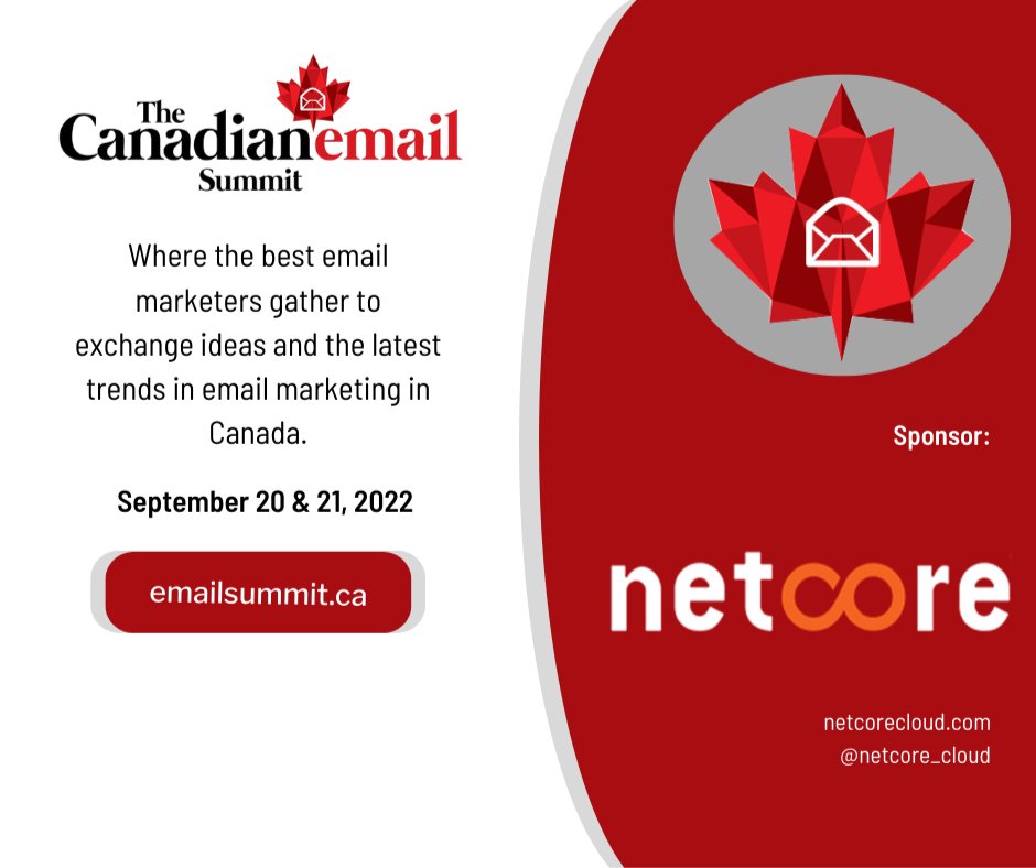 netcore_cloud's tweet photo. Got a problem with #deliverability?📧
Are #openrates frustrating you?
Join the Canadian Email Summit with Matthew Vernhout to get these insights and dos and don’ts of #emailmarketing on the 20th and 21st of September.
Register here- https://t.co/OJUu4IQ98C
#Email #EmailSummit https://t.co/Vmx8IeF7nH