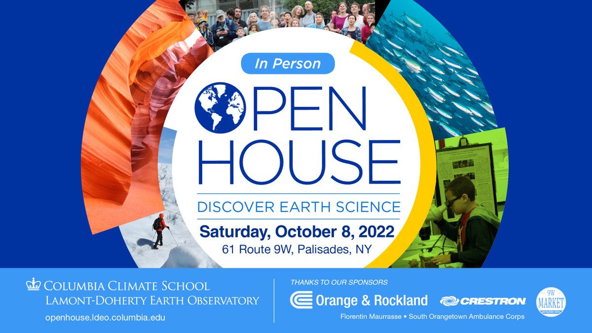 LamontEarth's tweet photo. Whether you're an aspiring scientist or long-time science enthusiast, @LamontEarth Open House is for you! Join us on campus Sat Oct 8 10am-4pm for lab tours, hands-on activities, and talks by our world-renowned scientists. #lamontrocks Learn more/RSVP: https://t.co/cigNlxaZuI https://t.co/r6eCzkQczM