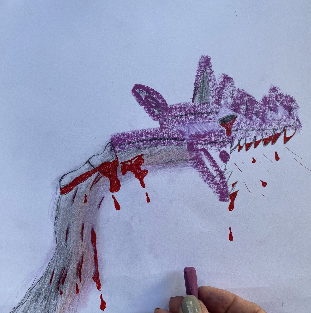 patatespiresi's tweet photo. Çocukların defterine rastgele çiziktirdiğim mor lekelere çocukların yaptığı💜 https://t.co/7oyDUnI4nV