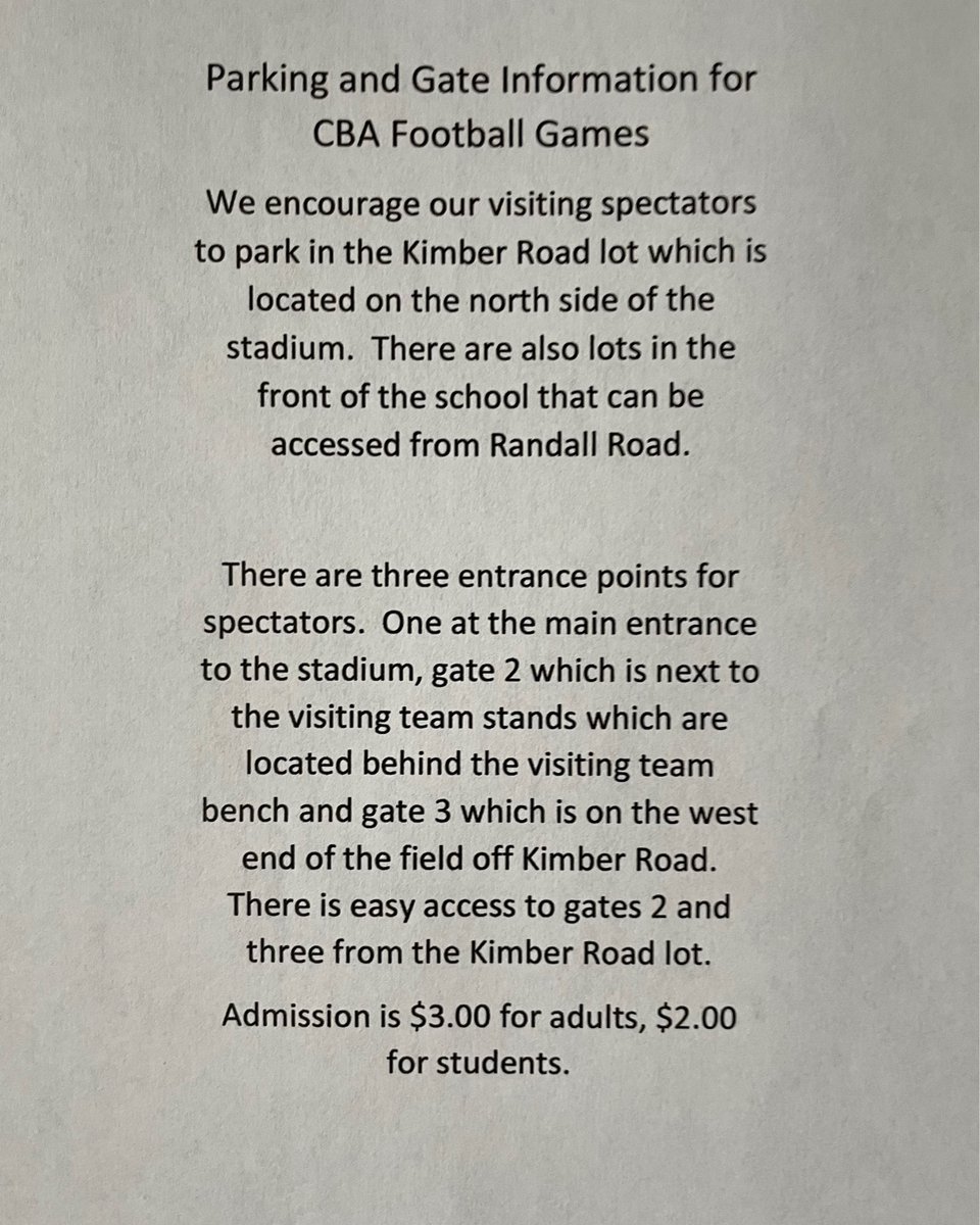 Northstar Nation 
See parking info for tonight’s game at CBA
<a href="/NorthstarsFball/">CNS Football</a>