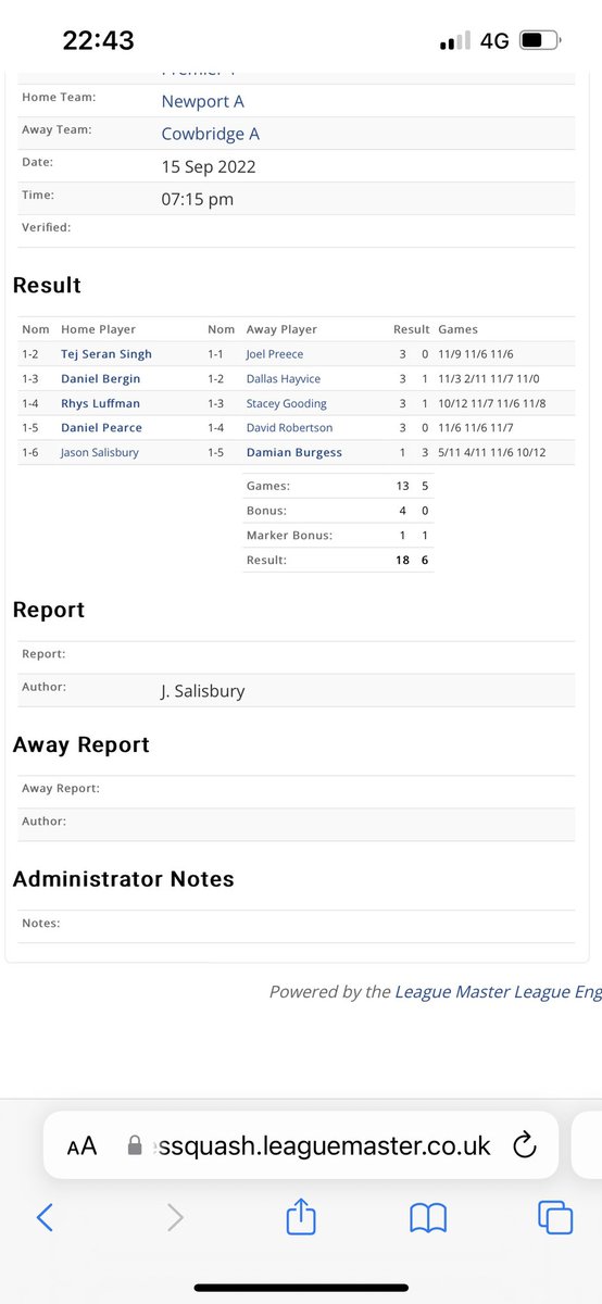 Newport Squash Club (@newportsquash) on Twitter photo A great start to Prem A squash last@night for the A team with a 4-1 win over <a href="/CowbridgeSquash/">Cowbridge Squash</a> #uptheport <a href="/RLSsquash/">RLS squash</a> <a href="/salisquash/">jason</a> <a href="/Squash_Fit/">SQUASH-FIT</a> <a href="/DanPearce18/">DOODLESBearsClub</a> <a href="/dbstringinguk/">DBstringinguk</a> A great start to Prem A squash last@night for the A team with a 4-1 win over <a href="/CowbridgeSquash/">Cowbridge Squash</a> #uptheport <a href="/RLSsquash/">RLS squash</a> <a href="/salisquash/">jason</a> <a href="/Squash_Fit/">SQUASH-FIT</a> <a href="/DanPearce18/">DOODLESBearsClub</a> <a href="/dbstringinguk/">DBstringinguk</a>