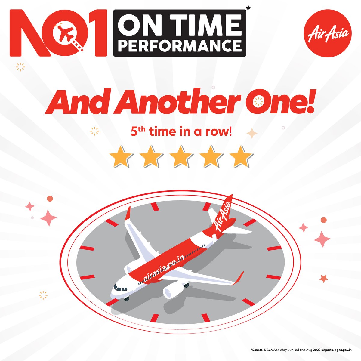 AirIndiaX's tweet photo. On time, all the time! We are thrilled to be India’s No.1 #OnTimePerformance airline for the 5th time in a row! And a huge shoutout to @airindiain and @airvistara for topping the charts with us! #Hi5Performance #ThisIsTata https://t.co/urjgfQ1cKI