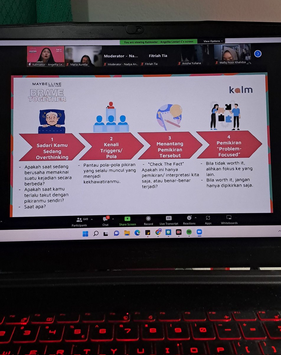 Seru banget nih webinar Maybelline Brave Together tentang overthinking yg relate dgn masalah para milenial 😍👍

#BraveTogetherID #WeAreMaybelline #BraveTalkWithKALM #kumparanxMaybelline
<a href="/MaybellineINA/">Maybelline Indonesia</a> <a href="/get_kalm/">Aplikasi Konseling Online Paling Fleksibel</a>