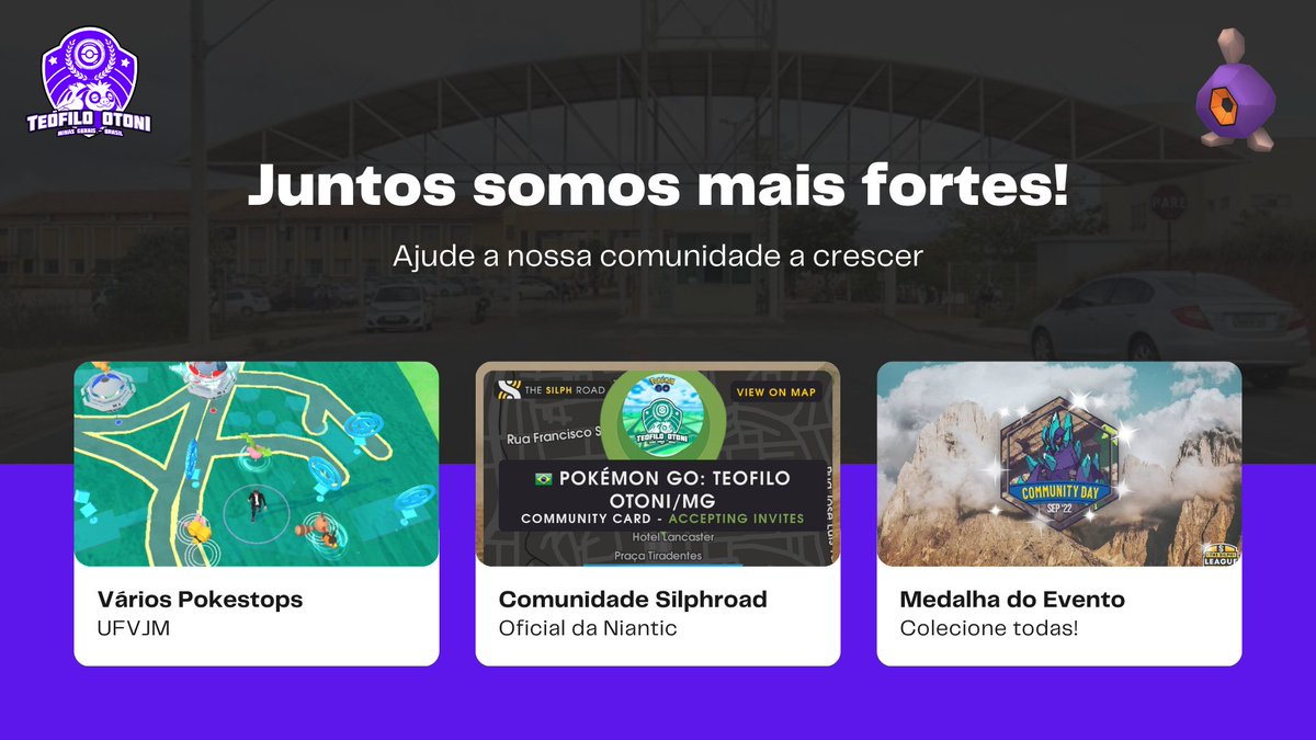 mestreyodoh's tweet photo. 📌 • Venha jogar o Dia da Comunidade do Pokémon GO na UFVJM em Teófilo Otoni - MG!
⠀⠀⠀⠀⠀⠀⠀⠀⠀
Confira todos os detalhes nas imagens!
⠀⠀⠀⠀⠀⠀⠀⠀⠀
• #PokemonGO #PokemonGOBrasil #PokemonGOMG #PokemonGOTO #PokemonGOCommunityDay #CommunityDay #MeetYouOutThere https://t.co/LhF3AUAAor
