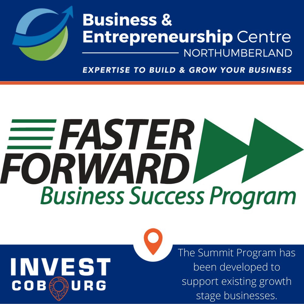 TownofCobourg's tweet photo. ECONOMIC DEVELOPMENT: Are you looking for business expertise to build and grow your business? 

👀 Check out the Business &amp; Entrepreneurship Centre Northumberland for more information on funding opportunities, the Faster Forward Summit Program, and more! https://t.co/2mL5SoIyhT