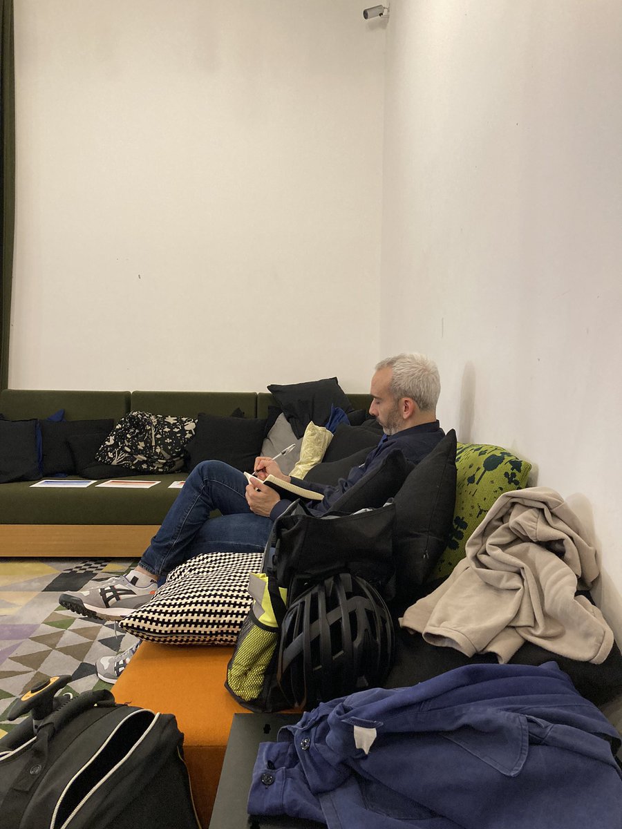 sarahecook's tweet photo. Hard at work as instructed by @pochanostra writing our letters to the museum of the future here in the Taylor Digital Studio with @PipLaurenson, Rebecca Sinker and Mike Wellan @Tate @TateResearch #ReshapingTheCollectible https://t.co/gxAamRZy3h