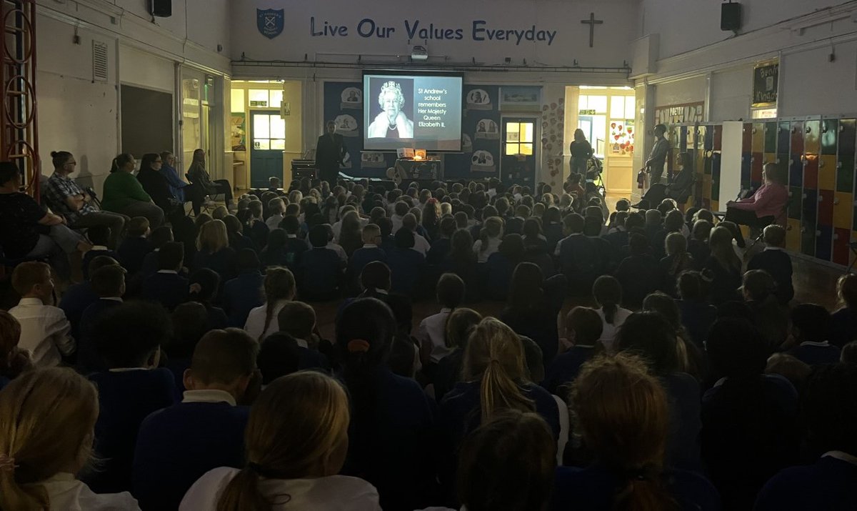 This afternoon we had as assembly to celebrate the life and achievements of Queen Elizabeth II. Reverend Tom joined us and we lit candles, shared prayers and gave many thanks, before her funeral on Monday.