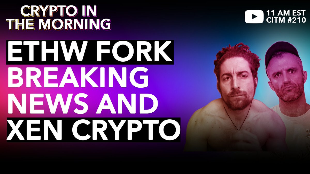 ETHW Fork Breaking News &amp; XEN Crypto Update CITM #210 hosted by <a href="/GymRatCrypto/">GYMRATCRYPTO</a> &amp; <a href="/Sam_A_Stolt/">Sam Stolt</a> 
👇👇👇
📺 youtu.be/we5bcMIDGa4