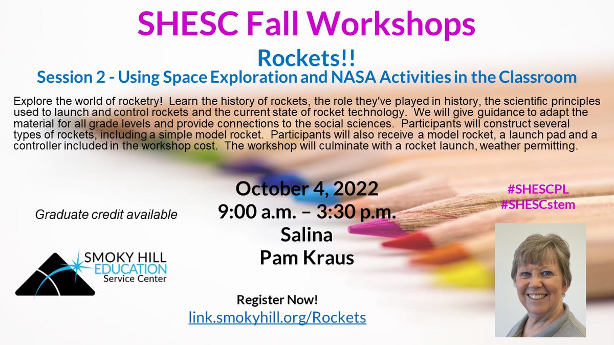 pkrausSHESC's tweet photo. The upcoming Artemis mission has increased interest in rockets. Learn how you can use rocketry to teach science concepts at all grade levels. Register for this workshop by September 20 https://t.co/eZfYEadqxW @SmokyHillEd #SHESCPL #SHESCstem https://t.co/pEgZUS6Enl