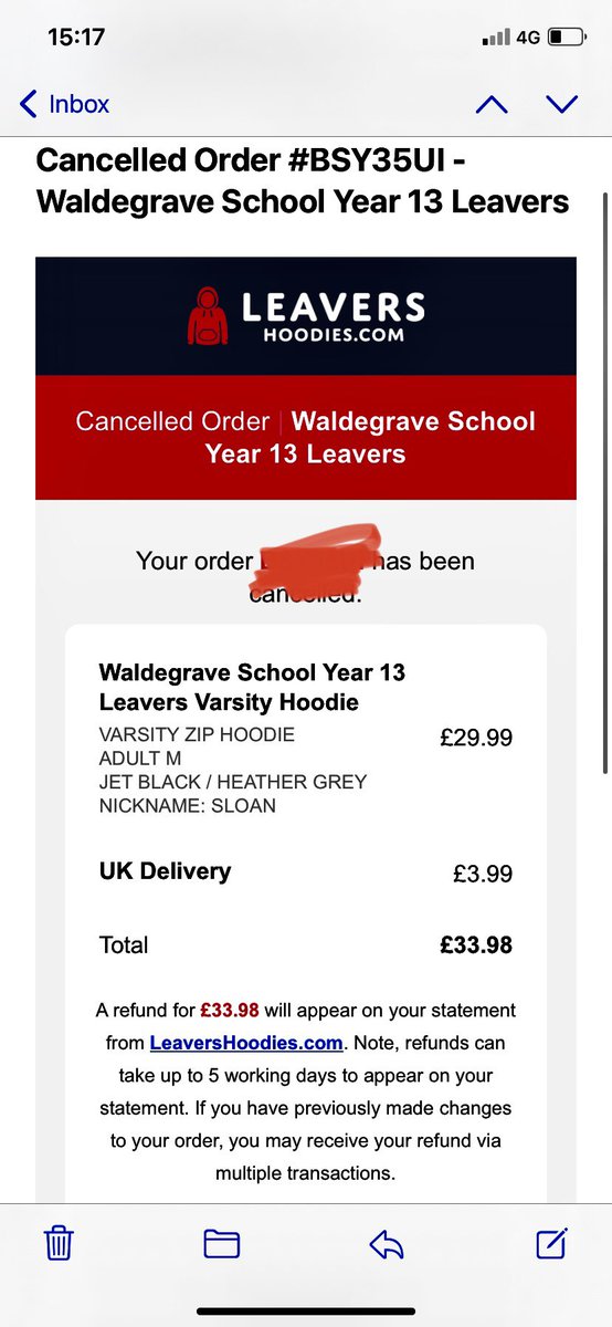 Sloan_75's tweet photo. @LeaversHoodies DONT USE THIS COMPANY!!! This was a bulk order for y13! Already had to change colour as they had run out. Very disappointing! https://t.co/B9Pe41NkM3