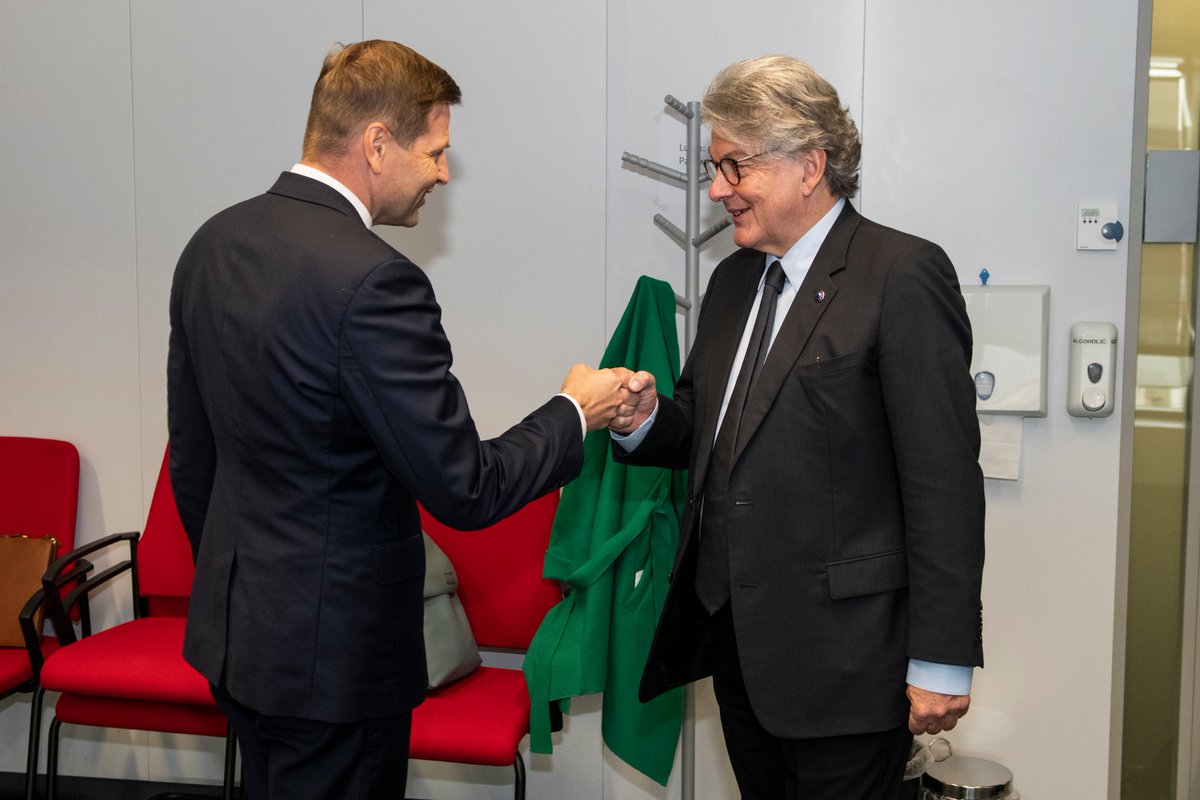 MoD_Estonia's tweet photo. Good discussion today with #ThierryBreton on how to boost Member States' #Defence capacities and the need to swiftly adopt the new short-term instrument on common defence procurements.
#EUDefence https://t.co/ehh12Qaf8j