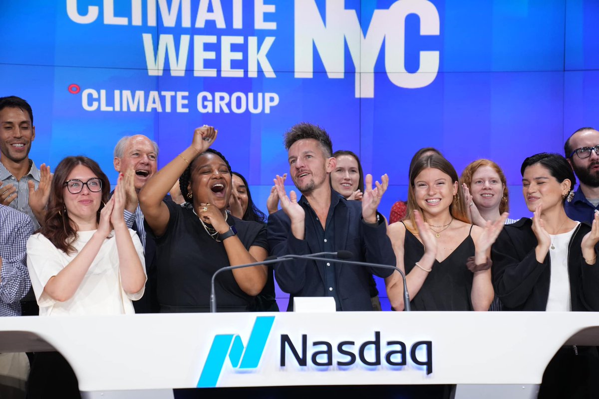 AdamLake's tweet image. Was great to be with team @ClimateGroup to open the @Nasdaq this morning to celebrate the launch of #ClimateWeekNYC this coming Monday!