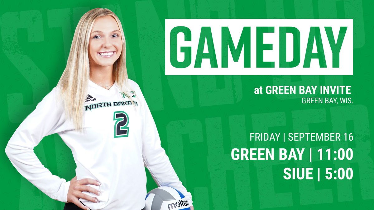 UNDvolleyball's tweet photo. GAMEDAY in Green Bay! 

🆚Green Bay
⏰11 AM
📊https://t.co/A1KJDm01UP
📺https://t.co/fYIaSevBjz

🆚SIUE
⏰5 PM
📊https://t.co/A1KJDm01UP

#UNDproud #LGH https://t.co/45KfamUw9g
