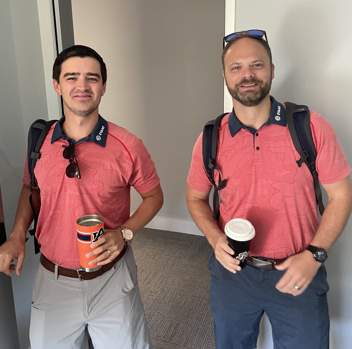 We recently held a Key Account Management training week where Travis West (right) and Spencer Walker (left) selfishly did not share the salmon shirt memo with the rest of us. #twinning #salmonshirtday #EvansExperience #EX