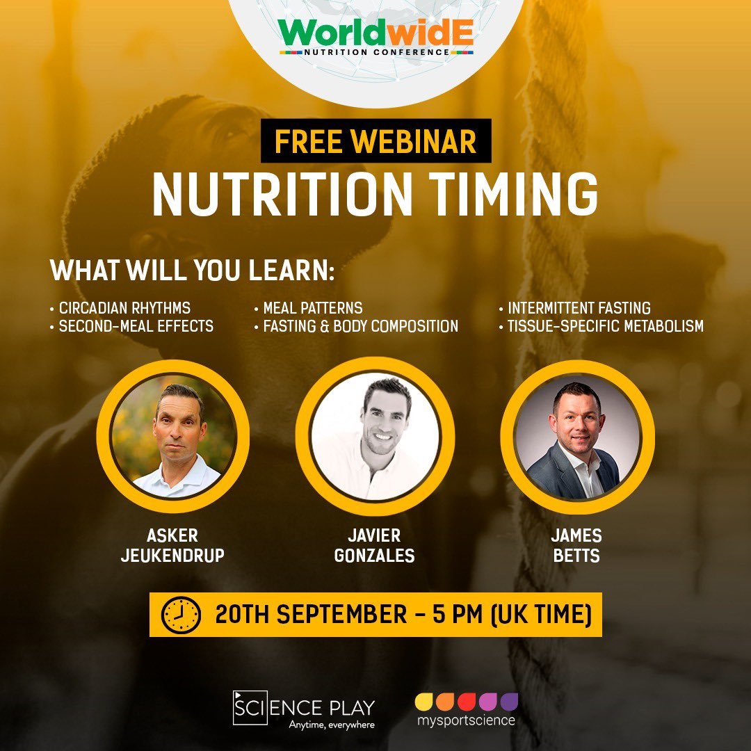 Join us on 20th September for this FREE webinar on Nutrition Timing

Register now: scienceplay.com

#nutrition #diet #trf #IntermittentFasting #mealtiming #biohack