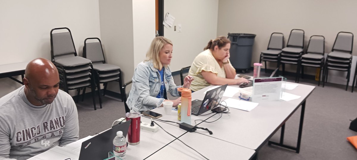 rinaealy's tweet photo. SS ICs collaborating on writing technology enhanced items for student success #katyisdss https://t.co/OpGDhAQfYn
