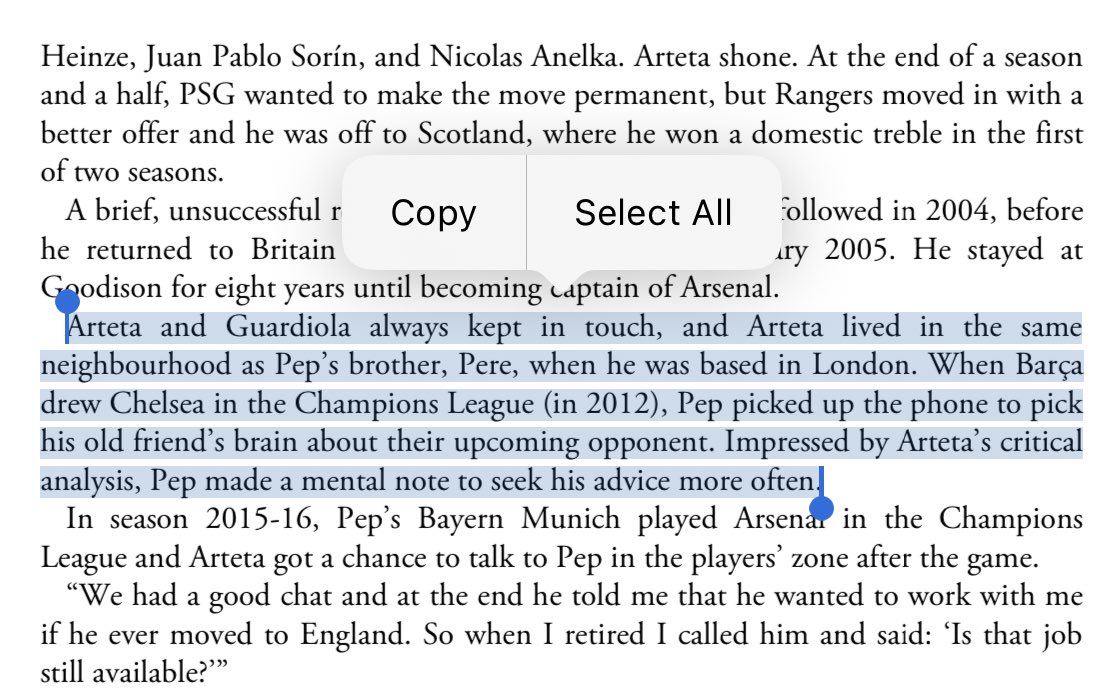 For those who think I’m joking:

(Source: Pep’s City: The Making of a Superteam, Ballús and Martín, 2019)

This is one reason why I’ve always rated Arteta.