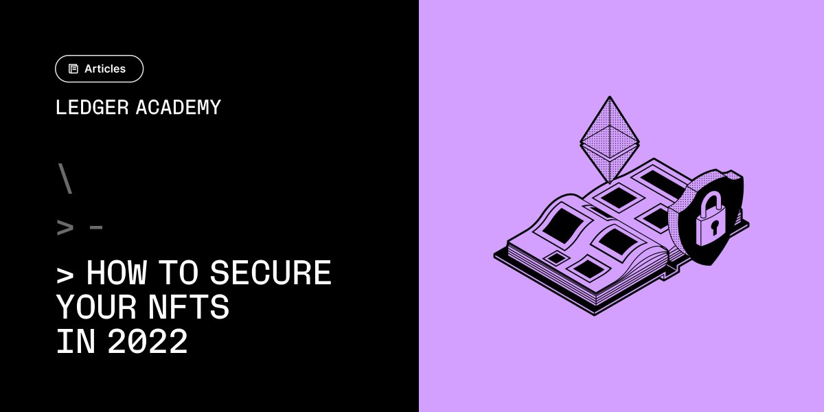 Ledger's tweet photo. 🏖️ The summer holidays are over– let’s get back to business! 
First order of operations? Let’s review how to secure our #NFTs. 

🕵️ Remember, hackers don’t take time off…

📗 https://t.co/lkaD7H66uI https://t.co/W0TSluofgO