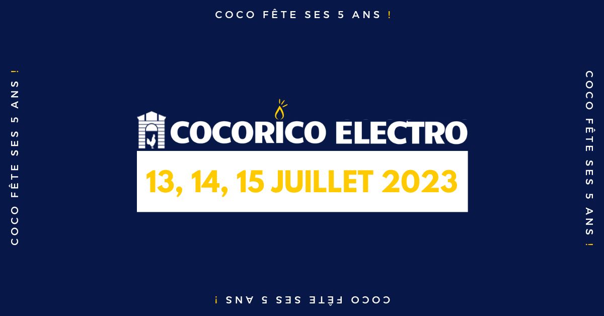 Rendez-vous les 13, 14 et 15 juillet 2023 au Château de La Ferté saint Aubin pour célébrer les 5 ans du Cocorico Electro ! 🐔🔥

Pour ne rien manquer rejoins-nous sur l'événement 👉🏻
fb.me/e/3JnfZGcX1
