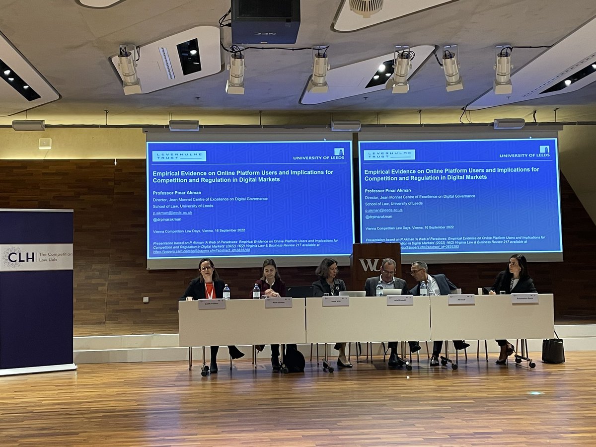 VRobCompLaw's tweet photo. Panel 2 on digital competition is starting, great to welcome @drpinarakman, Anne Witt, @ArielEzrachi, Adi Ayal and Konstantina Bania, chaired by Judith Feldner! #VCLD2022 #CompLawHub https://t.co/2Sb8zvBLdH