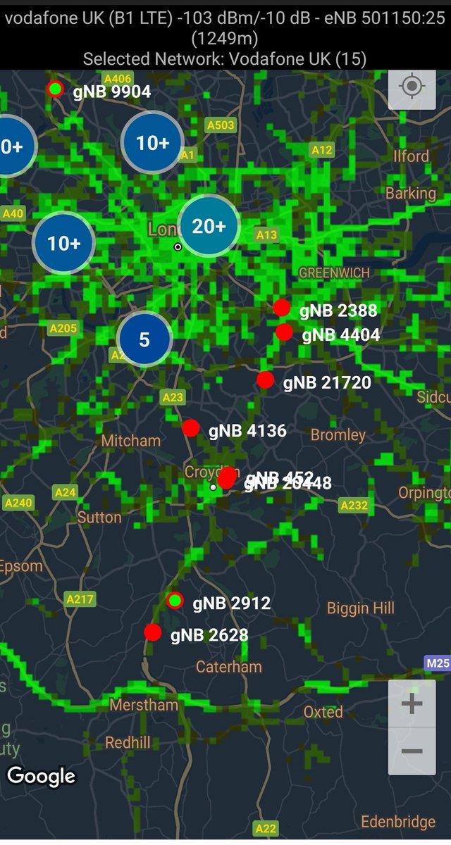 5G SA in London on the Vodafone network, not yet ready for public use.
