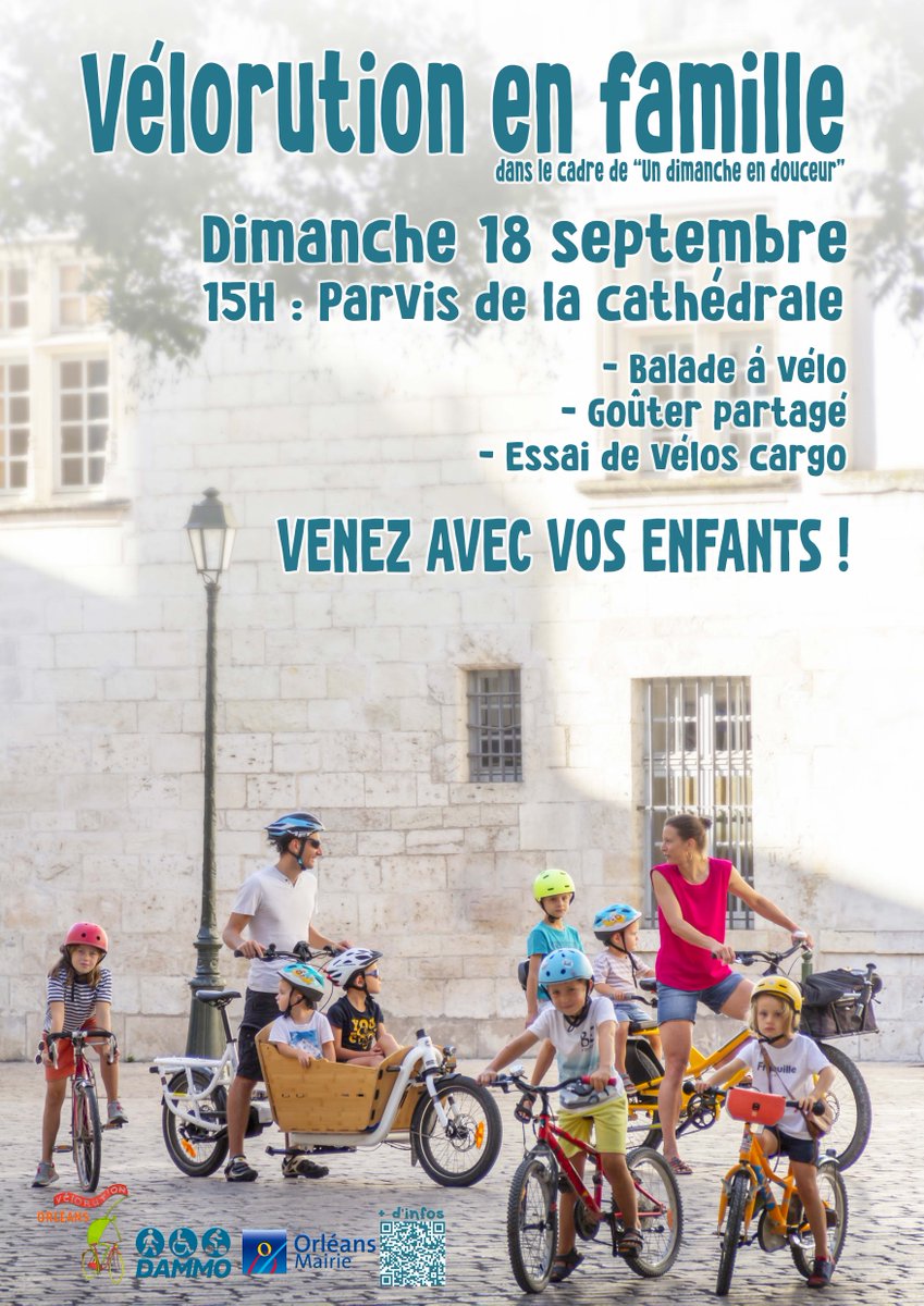 VilledOrleans's tweet photo. Dimanche 18 septembre, le centre-ville d’Orléans prendra une tout autre allure !

À l'occasion d'Un dimanche en douceur, rdv place Sainte-Croix, à 15h, pour la parade de vélo. Un moment convivial à partager en famille !

+ d'infos sur le programme : https://t.co/FijGEKRcF1 https://t.co/9UT2XZZsUj