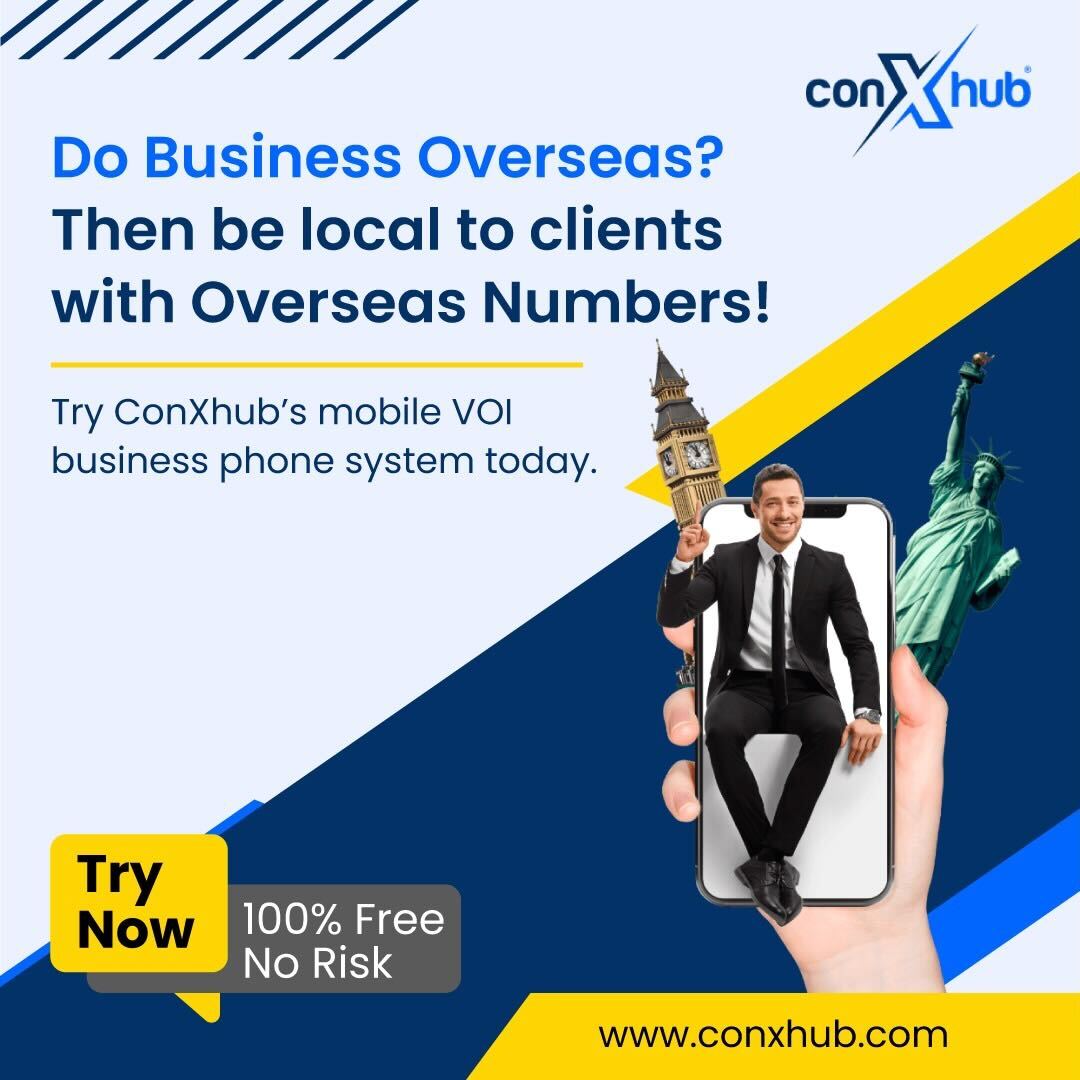 ConXhub's tweet photo. Are you a Businessman looking to capture the overseas market? Learn to be local to clients with Overseas Numbers! ConXhub can help. https://t.co/XBWISqEHyt

#conxhub #localnumbers https://t.co/HeVJ4AvFLd