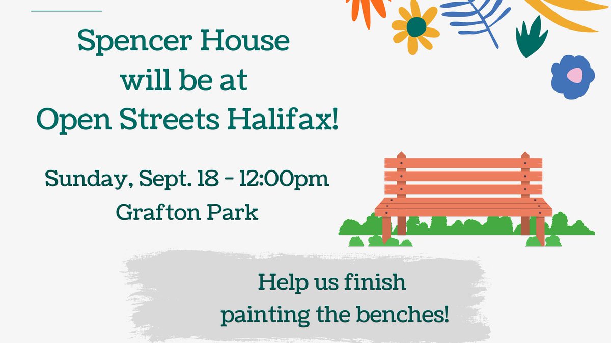 Join us at Open Streets Halifax this Sunday!💙 We will be set up at Grafton Park (the old library) to finish painting the benches. Drop by to paint or just to say hi!👋 Sunday, September 18th at 12:00pm. #openstreetshfx