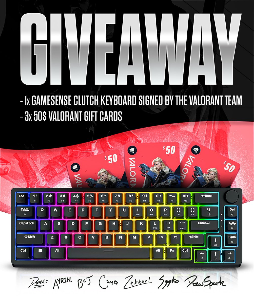 To celebrate our run in #VALORANTChampions I am giving away: - 1 @Gamesense_gg Clutch Keyboard signed by the XSET team - 3 $50 VALORANT Gift Cards To enter, follow @SyykoNT and @XSET, ❤️+♻️ this tweet, and tag 2 friends in the comments! Winner announced Sep 30, more info below.