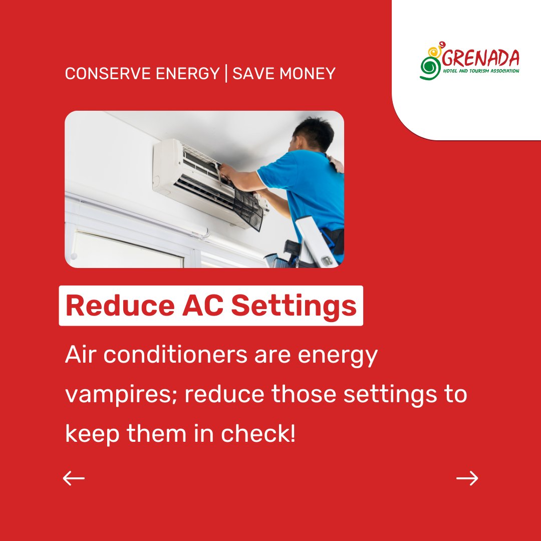 Air conditioners are notorious for being energy vampires; you can keep them in check by reducing your AC settings. You can also invest in a thermostat to keep the room conditioning automated and energy-conserving! #SaveEnergyToSaveMoney #Savings #LowerYourBills #BusinessTips