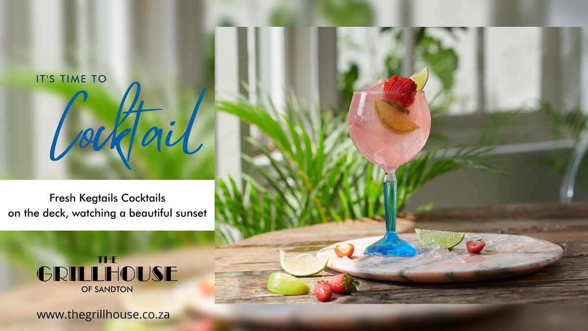 It's time to Cocktail!🍸
Freshly made Kegtails Cocktails on the deck, watching a beautiful sunset🌞
Awesome vibes, great people and not to mention our delicious food.
011 783 6132 ~ thegrillhouse.co.za
#cocktails #steakhouse #thegrillhouse #food #restaurant #sandton #weekend