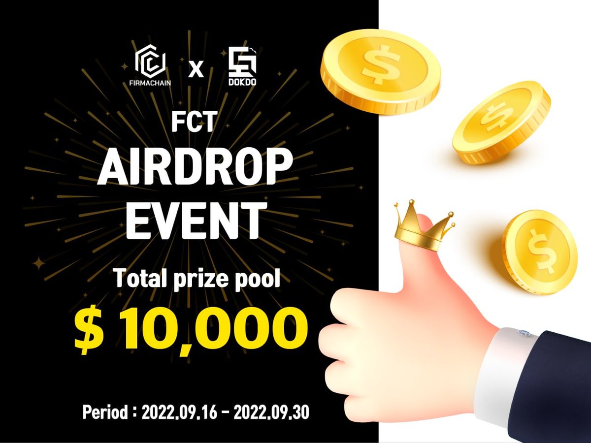 [DOKDO x Firmachain]

🎁 $10,000 FCT

1️⃣ Follow
<a href="/DOKDODAO/">DOKDO DAO</a>

<a href="/FirmaChain/">FirmaChain</a> 
 
2️⃣ LK l RT l TAG 3 Friends

3️⃣ Fill out the Form
gleam.io/P8wAF/dokdo-x-…

⏳~9/30

#FCT #airdrop #EVENT #Giveaway #Giveaways