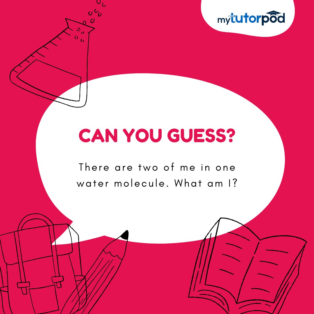 Can you guess? 

Answer away in the comments! 

#MyTutorPod #OnlineEducationPlatform #OnlineLearning #QualityEducation #QualifiedTeachers #Riddle #CanYouGuess #Chemistry