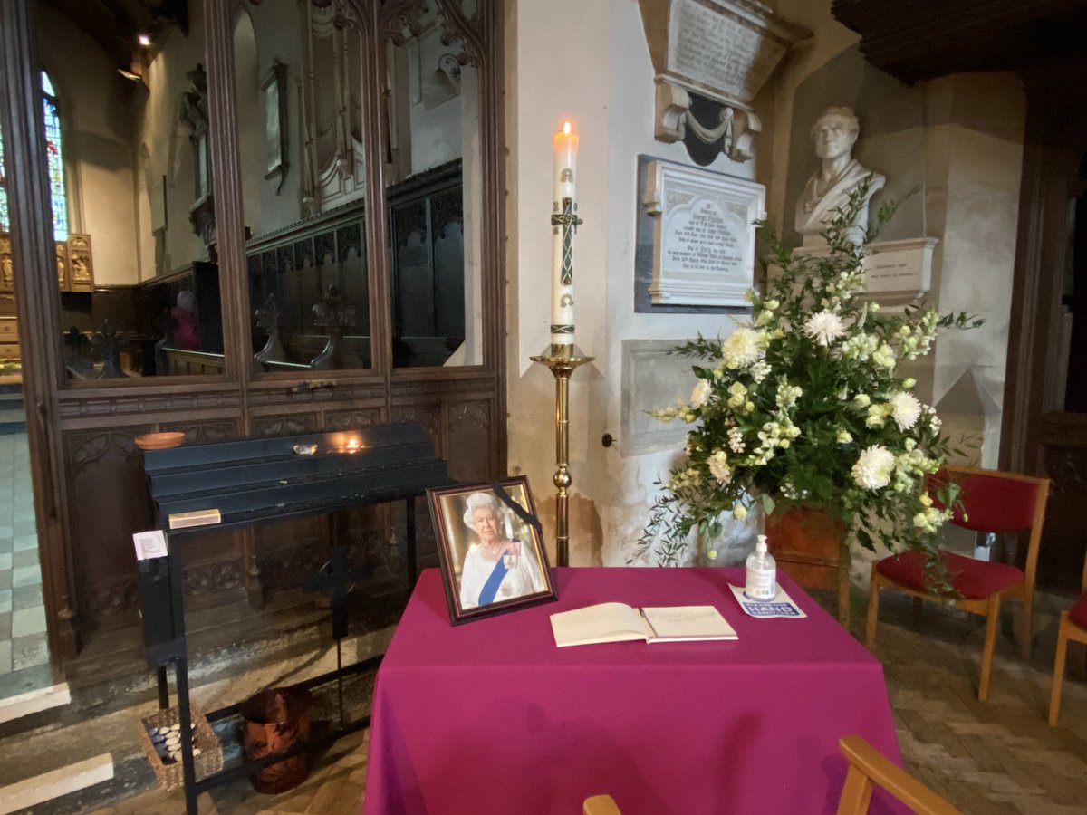 The death of Her Late Majesty Queen Elizabeth II. We are continuing the 10 day period of mourning. A book of condolence is available with candles by the memorial stand
The Services on Sunday at 8.00am and 10.30am will continue the theme of mourning.<a href="/PetworthUK/">Discover Petworth</a> God save the King!