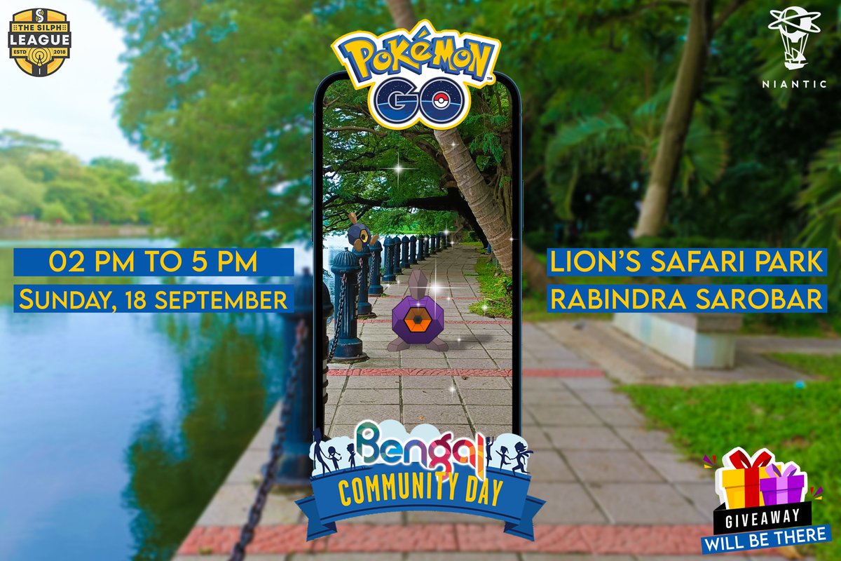 PokemonGOBengal's tweet photo. See you guys on Sunday 🏃✔️

🔴 Time: From 2pm to 5pm.
🔵 Date: Sunday, September 18, 2022
🟢 Venue: Lions Safari Park, Rabindra Sarobar, Kolkata.

#PokemonGO #PokemonGOCommunityDay #meetyououtthere #catchemall #pokemongocommunity  #pokemongoindia #gosnapshot #pokemongobengal https://t.co/zIu0swBUSg