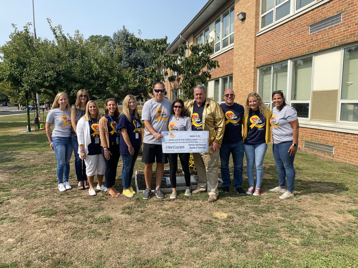 Blue &amp; Gold Day at Harmony! The Love for Luca run is this Sunday at High School North! Harmony, New Monmouth, Bayview, and Thorne staff teamed up to make a donation in Luca’s name to Infinite Love for Children Fighting Cancer! #LUCAstrong #HAedu #MTPSpride