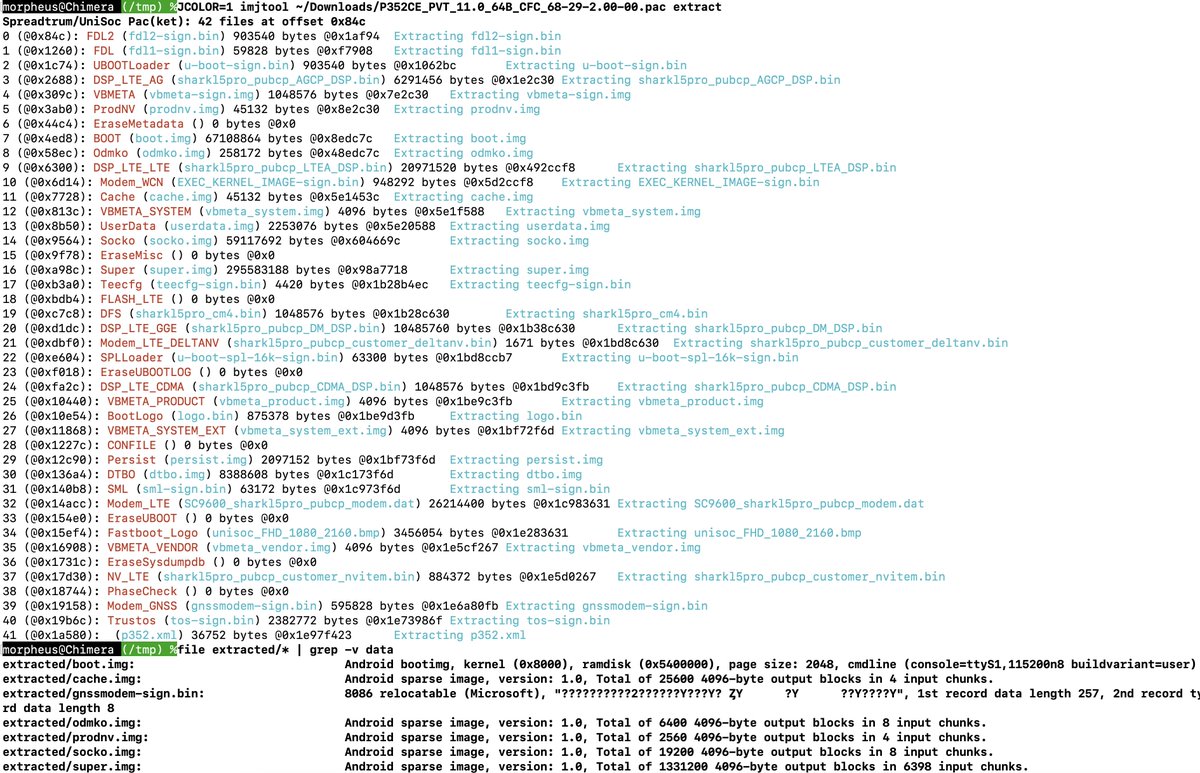 Morpheus______'s tweet image. #Imjtool now supports Spreadtrum/UniSoc PAC files.
NewAndroidBook.com/tools/imjtool.…
Also, upcoming #Android #Internals book update (for #Android13 changes) will drop Huawei in favor of UniSoc, as the former are effectively down to 0%, whereas the latter already have 11% market share.