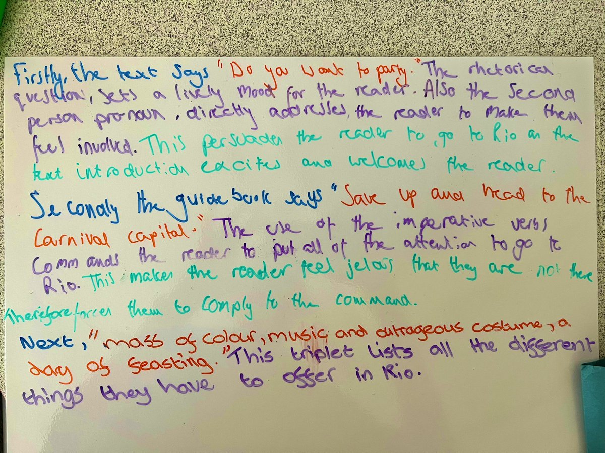 mrsmvoice's tweet photo. IMO mini whiteboards are too small for English so I have been using my new A3 laminated sheets &amp; they work much better! Today @Caldicot_Y11 worked in pairs to write analytical paragraphs, colour coding against success criteria @CaldicotEng @Team_English1 #edutwitter #livelearning https://t.co/uYnQoBjQOe